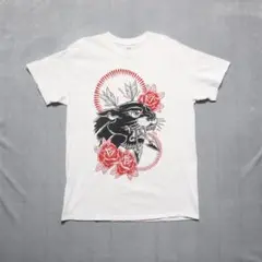 メンズM【A品】USA古着ギルダンアニマルパンサーTシャツ白1955