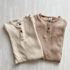 ベビー ロンパース （9-12M）2枚組 ベージュ&ブラウン SHEIN