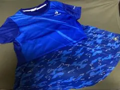 ルコック　青の迷彩柄 スカートとTシャツのセット