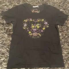 shuca 花柄刺繍 Tシャツ Mサイズ 黒　レディース　半袖　刺繍