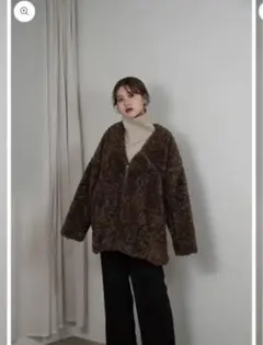 【amiur】leather piping volume boa outer