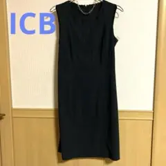 【美品✨】美シルエット　ICB ボンディング　ワンピース　グリーン　アイシービー