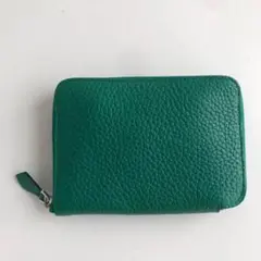 @最高級 トゴレザー使用 本革 ミニ財布 薄型 軽量 緑グリーン
