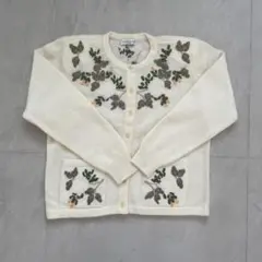 【美品】KAZAMIDORI by NAIGAI 刺繍カーディガン ホワイト