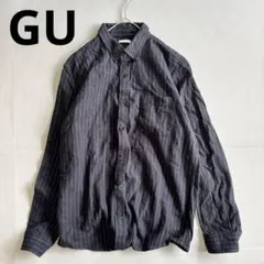 【GU】長袖シャツ　綿100% ストライプ　秋冬　オーバーサイズ　メンズ/XL