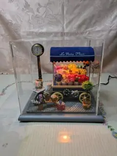 フラワーカート LED照明付き　完成品　ドールハウス　フラワーショップ 花屋