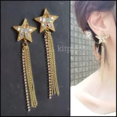 No.220 スタービジュー×ゆらゆらチェーン ピアス
