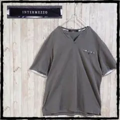 インターメッツォ INTERMEZZO グレー Vネック Tシャツ
