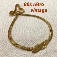 80s vintage Snake 蛇 艶消し白金 ゴールド装飾ベルト レトロ