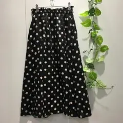 ジャーナルスタンダード 水玉柄ロングフレアスカート ブラック×ホワイト