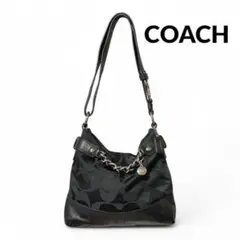 COACH サテン　チェーン　ダフィ　ショルダーバッグ　ワンショルダー　BLK