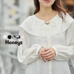 Honeys GLACIER グラシア ハニーズ ブラウス フリル衿 ブラック