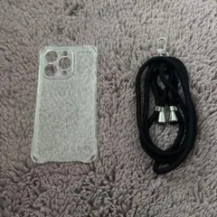 クリアiPhone15プロマックス用ケースとショルダーストラップセット
