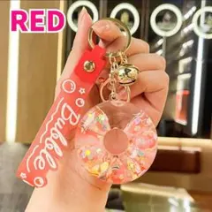 きらきら ドーナツ 推し活 キーホルダー クリア レッド 赤 紅色 透明