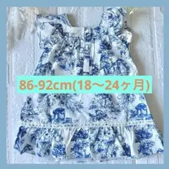 【新品】86-92cm(18〜24ヶ月)夏向き素材　トワルドジュイ風ワンピース