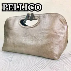 【美品/希少カラー】PELLICO ブロンズxブラック コンビレザー クラッチ