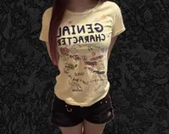 ポップ系 平成 グランジ 平成女児 y2k Tシャツ ピチT 黄色