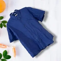 2424　French Linen Mix　シャツ　半袖　メンズ　【2L】