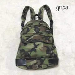 grips レザー×ナイロン リュック 迷彩 カモ 真鍮