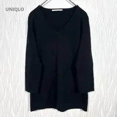 ユニクロ Vネックニット 黒 Mサイズ シンプル 無地