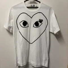 プレイ コムデギャルソン 黒ラインハート×黒ハートワッペン　Tシャツ