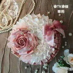 ＊639＊布リース　フラワーリース　玄関リース　ファブリックリース