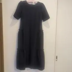 Liala x PG ネイビーAラインティアード半袖ワンピース