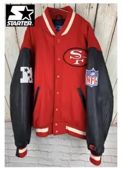 希少/STARTER(スターター)NFL 49ERS 90s 袖レザースタジャン