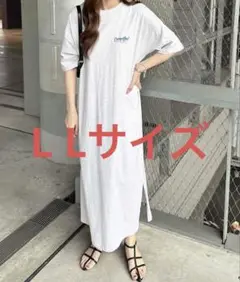 GeeRA 綿100%アソートロゴプリントオーバーサイズTシャツワンピース