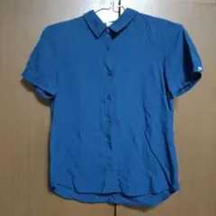 UNIQLO ネイビー レーヨン 半袖シャツ Mサイズ レーヨン ブラウス