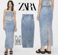 ZARA 定価8,590円 ハイウエスト デニム ロングスカート M 1点限り