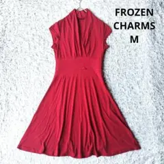 【FROZEN CHARMS】 赤ドレス　ノースリーブワンピース　パーティ Mー