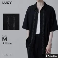 ★美品★ LUCY トップス　シャツ　五分袖　刺繍　モノトーン　オーバーサイズ