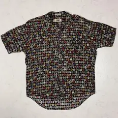 【メンズ古着】　総柄シャツ　ブラック　ノーブランド