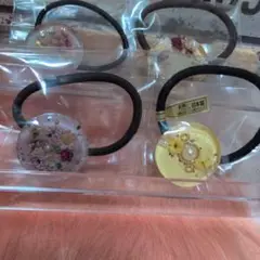 【新品未使用】ハンドメイド　花柄レジンヘアゴム　4個セット