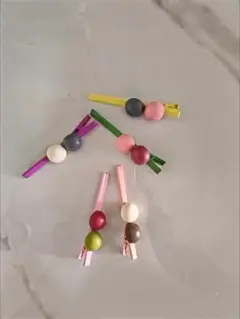 カラフルビーズヘアクリップ5個セット
