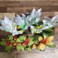 【ジャンク品あり】フラダンス　ヘアアクセサリー　花　おまとめ4つ