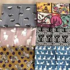 綿プリント生地動物柄6種類セット各 50×50