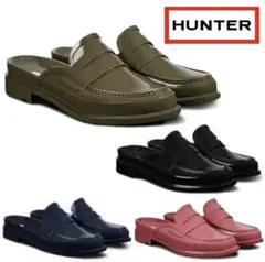 HUNTER バックレスグロスペニーローファー