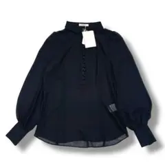 新品 FRAY I.D シアーブラウス 黒 長袖 日本製 透け感 くるみボタン