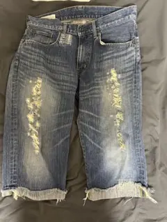 EDWIN デニムショートパンツ ダメージ加工 32