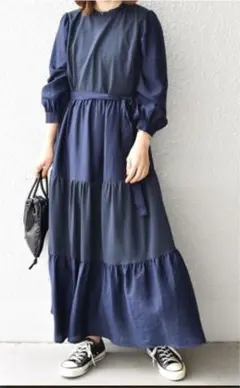 シップス　ウィメン〈手洗い可能〉コンビティアードワンピース