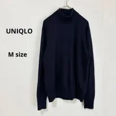 ユニクロ　エクストラファインメリノモックネックセーター M ネイビー　長袖