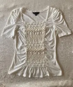 EPOCA エポカ　フリル装飾 ホワイト Tシャツ ITL 40