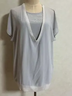 グレー Vネック トップス 未使用タグ付きL
