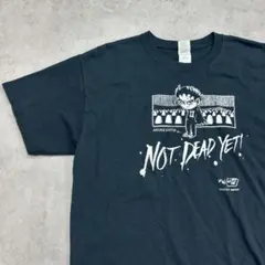 悪魔くんと墓地　イラスト　トップス　半袖　Tシャツ　古着　ブラック　黒　L