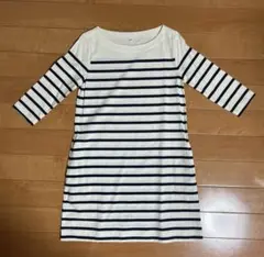 七分袖ワンピース　ボーダー　S