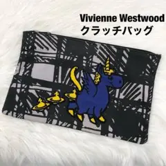 ヴィヴィアンウエストウッド クラッチバッグ オーブ ユニコーン 刺繍 グレー