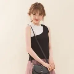 WILLSELECTION アシンメトリーレーストップス M ブラック