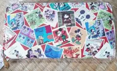 ディズニー レトロポスター柄 長財布 赤